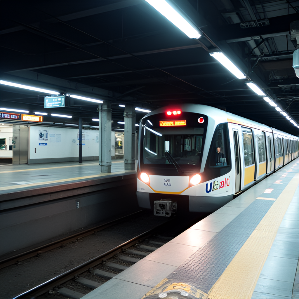 A dynamic photo of a modern Vienna U-Bahn train arriving at a well-lit, clean station platform, illustrating efficiency and modern infrastructure.